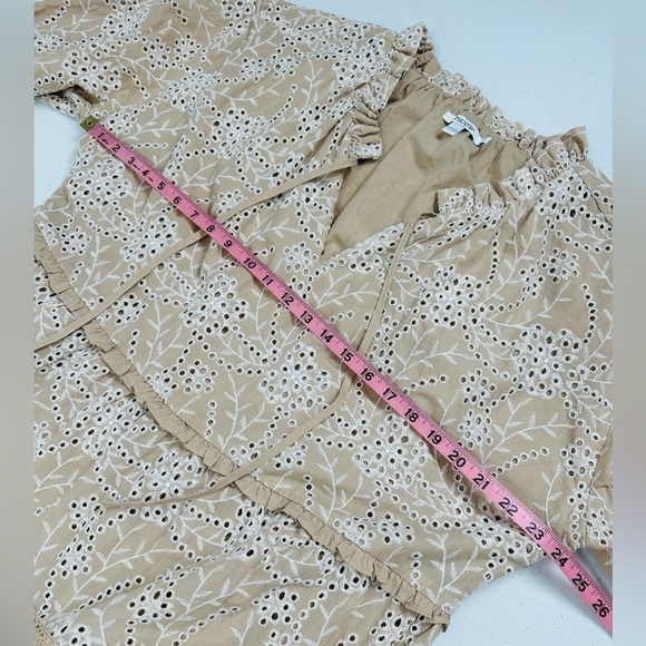 Chico's Eyelet Ruffle Neck Tiered Midi Dress Neutral - Picture 5 of 12